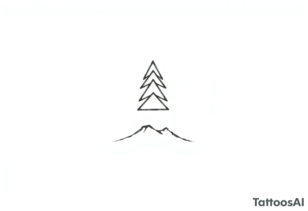 A stacked geometric design resembling a trail marker, consisting of three progressively smaller angular “arrowhead” shapes pointing upward. Beneath the arrow shapes, a thin, curved line flows gently, representing terrain, trails, or movement across landscapes. The design is abstract and highly symbolic, with clean, sharp edges. tattoo idea
