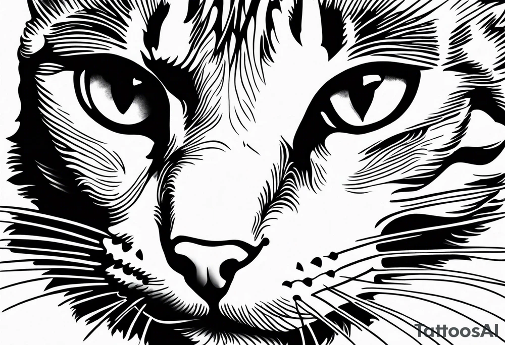 Black and white cat tattoo idea