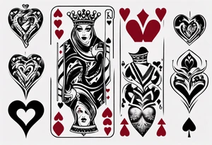 one queen of hearts card tattoo idea