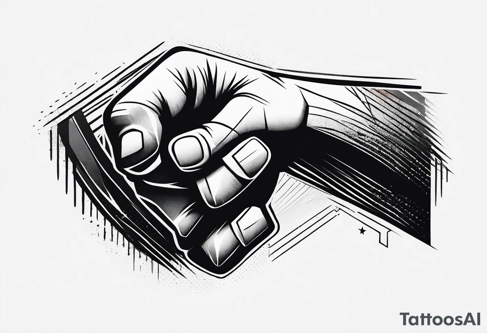A clenched fist on the back using negative space techniques tattoo idea A clenched fist on the back using negative space techniques tattoo idea