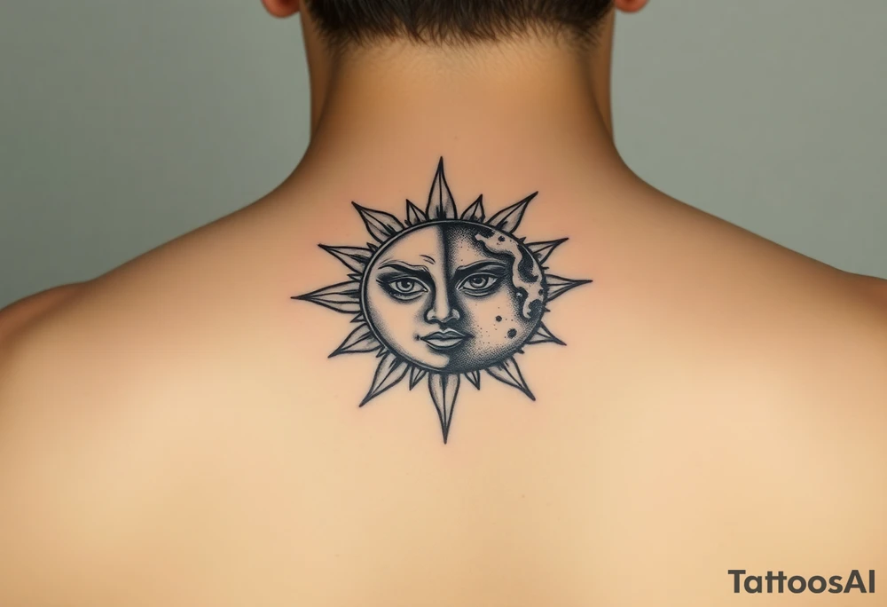 sunface (sunsign in aquarius) moonface (moonsign in pisces) tattoo idea
