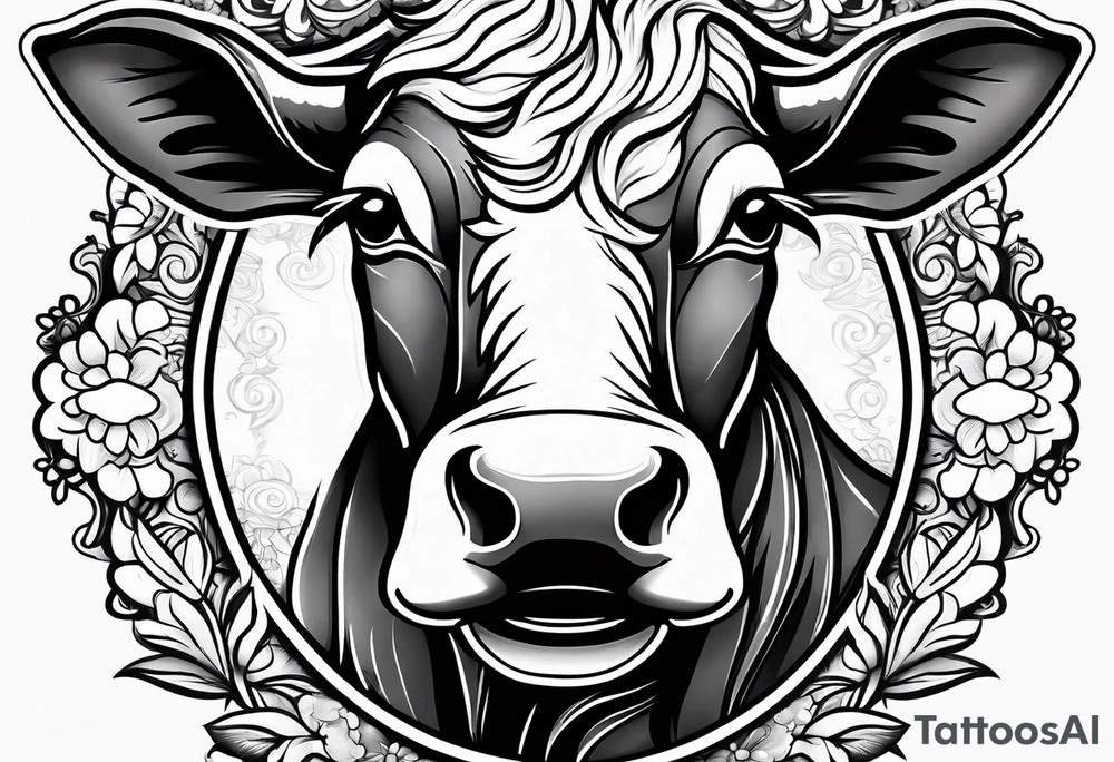 cute cow tattoo idea