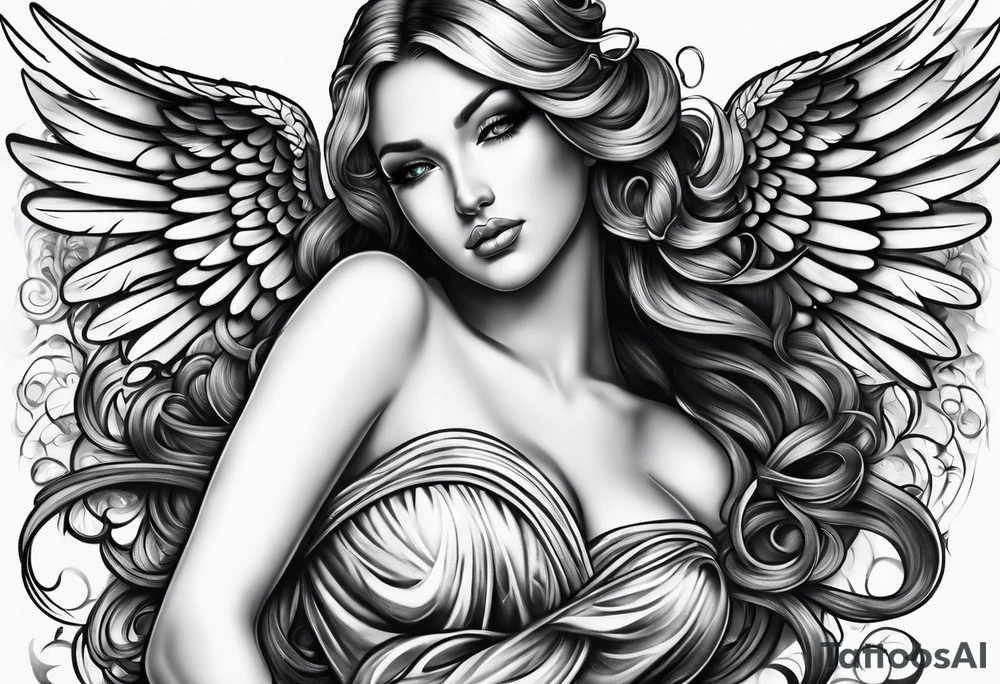 Angel laying down tattoo idea