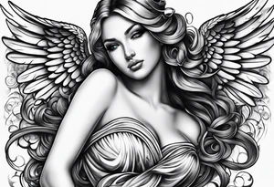 Angel laying down tattoo idea