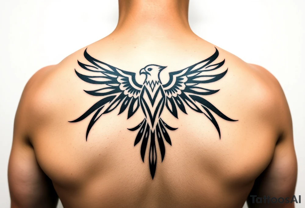 tribal hawk silhouette on below of knee cap tattoo idea