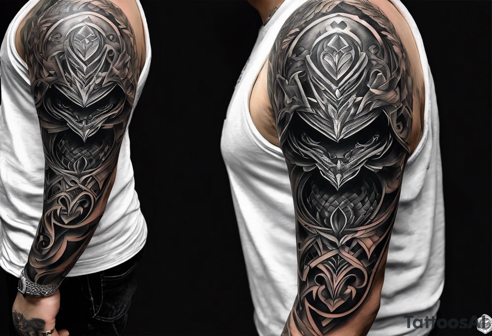 Shadow cloak protecting glass dagger tattoo idea