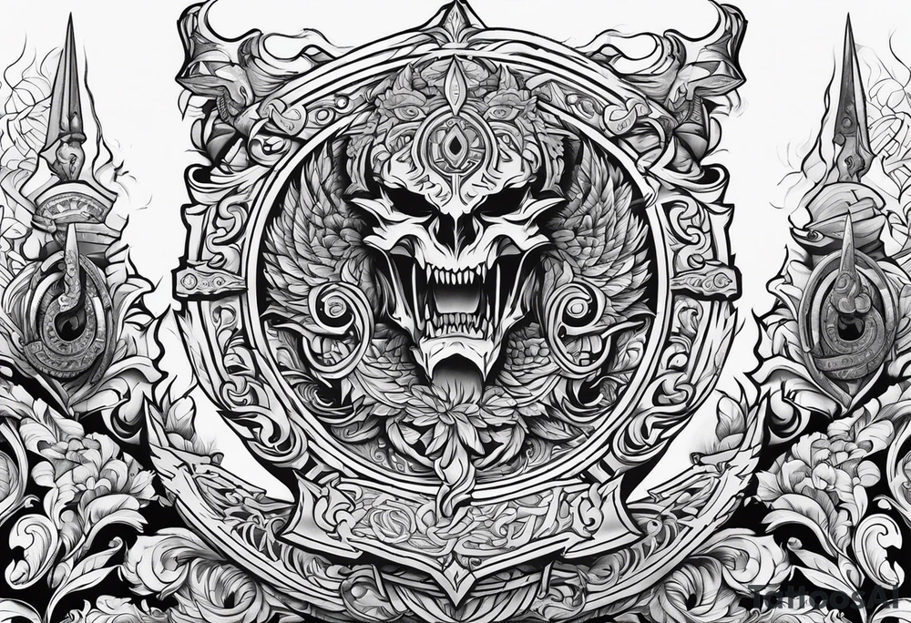 Valhalla sword shield banner tattoo idea