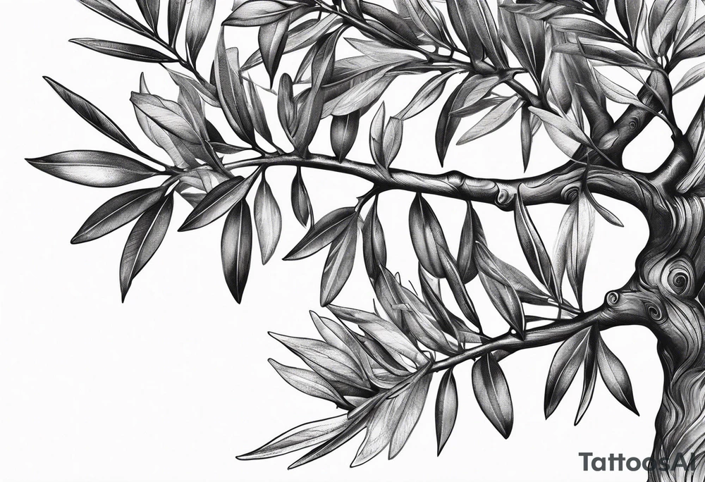 Olive tree leaves floating in the wind tattoo idea