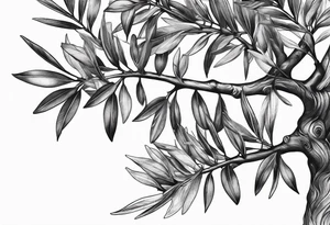 Olive tree leaves floating in the wind tattoo idea