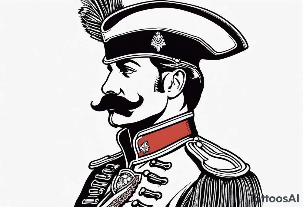 old school tattoo of hussar with mustash tattoo idea