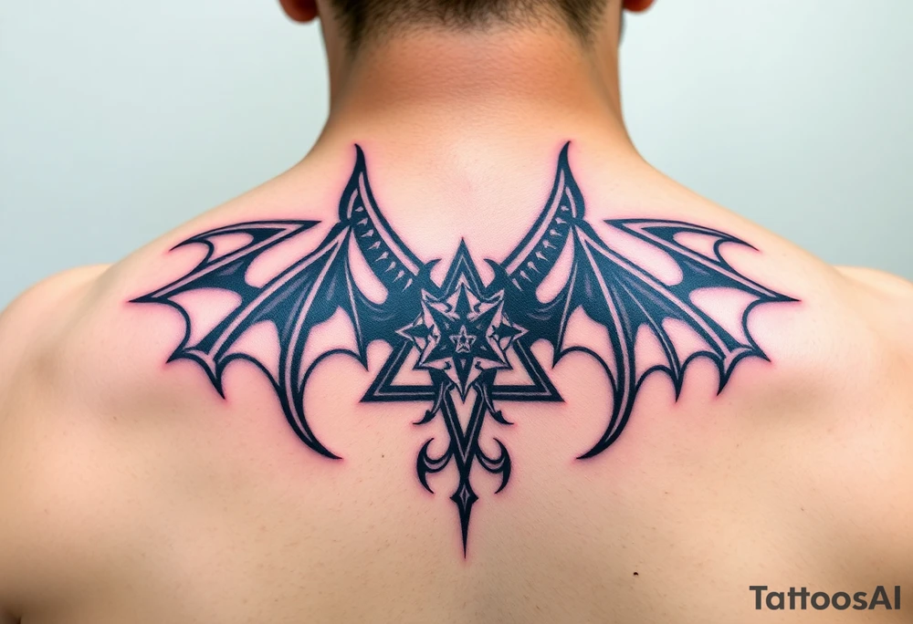 Devil, worshiping symbols tattoo idea