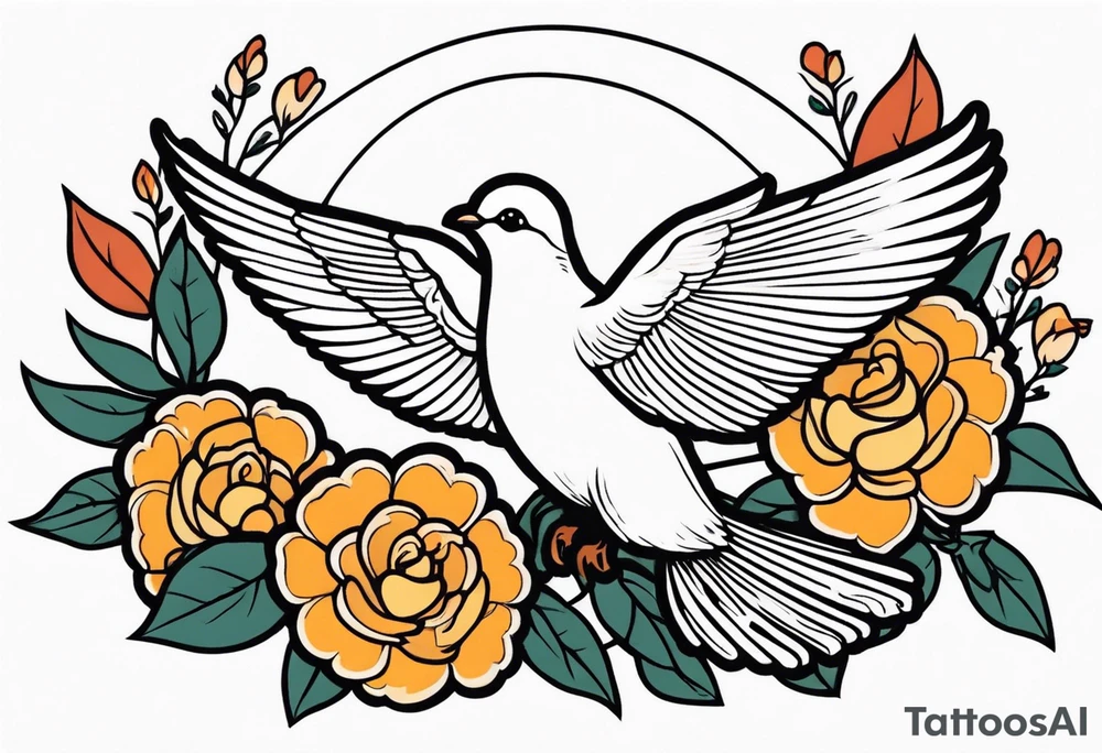 dove

vintage tattoo style old school traditional bold color simple with flowers surrounded tattoo idea