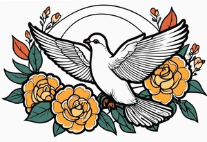 dove

vintage tattoo style old school traditional bold color simple with flowers surrounded tattoo idea