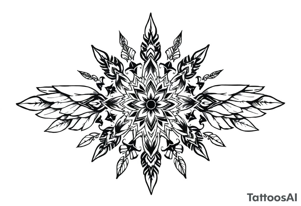 spiritual feathers ornamental mandala indian shaman rune tattoo idea