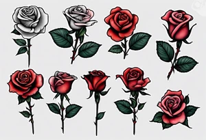 just the flower part of the rose with a stem that is bleeding, simple tattoo idea