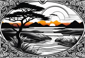 African sunset tattoo idea