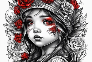 black and red childhood trauma tattoo idea