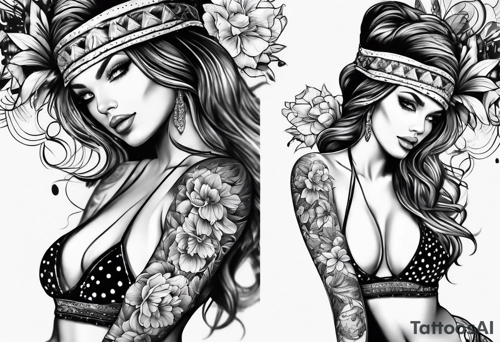 Woman in bikini tattoo idea