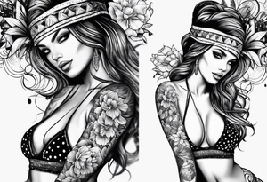 Woman in bikini tattoo idea