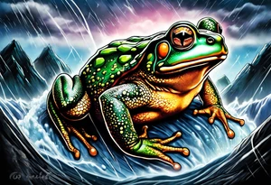 A toad in a thunderstorm tattoo idea
