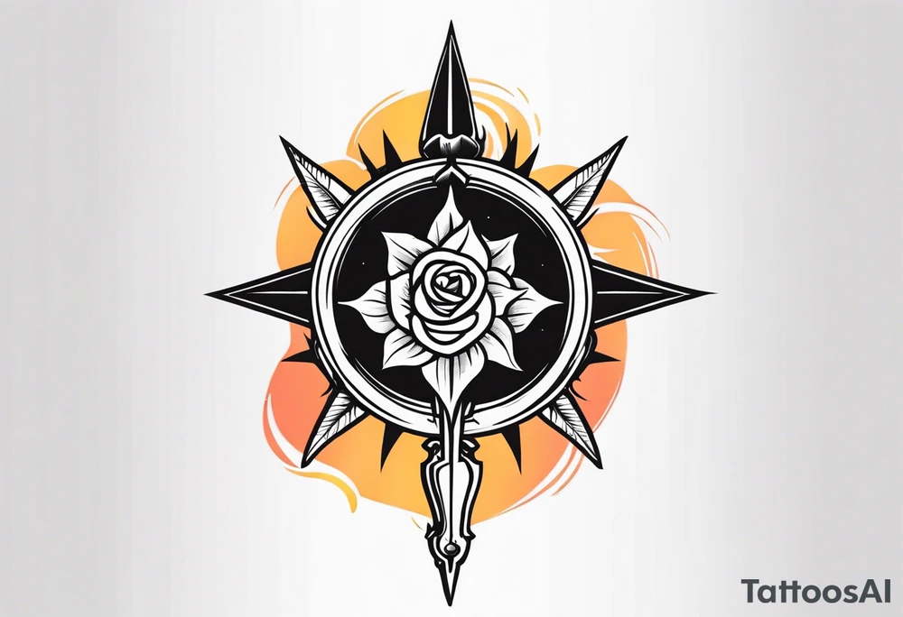 Sun rose and dagger tattoo idea