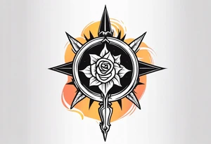 Sun rose and dagger tattoo idea
