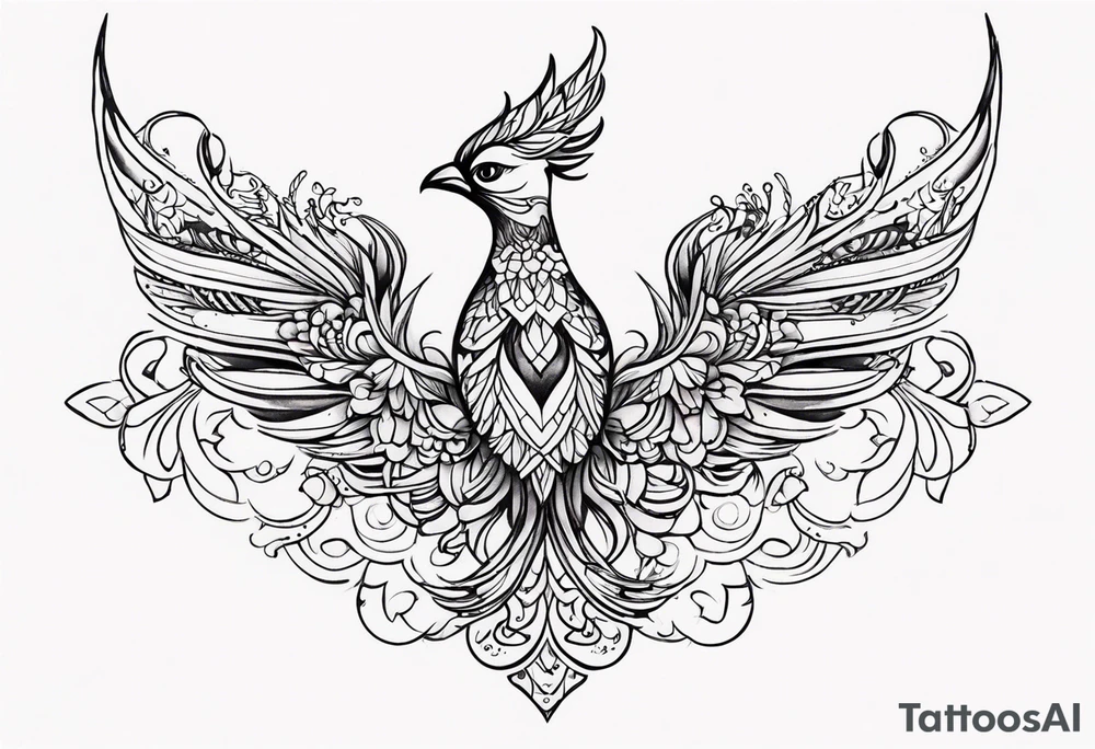 simple girly phoenix sternum tattoo tattoo idea