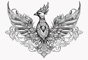 simple girly phoenix sternum tattoo tattoo idea