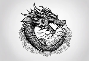 wristband tattoo with dragon, wave, and nature element tattoo idea