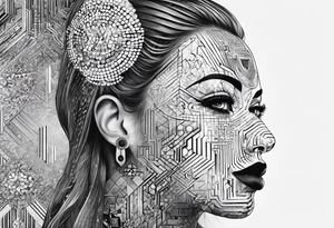 Binary codes from computer with dali masks tattoo idea