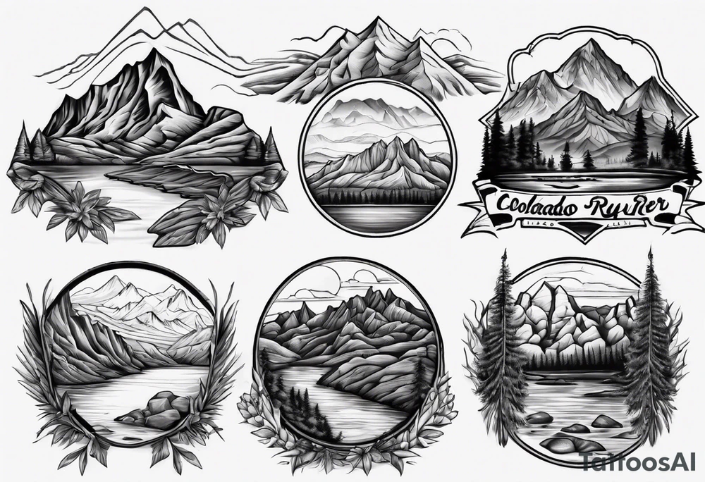 Colorado river with dramatic mountains behind tattoo idea