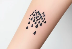 A cascade of small tear drops, fading from black to silvery gray, representing the passage of time and emotional release. tattoo idea