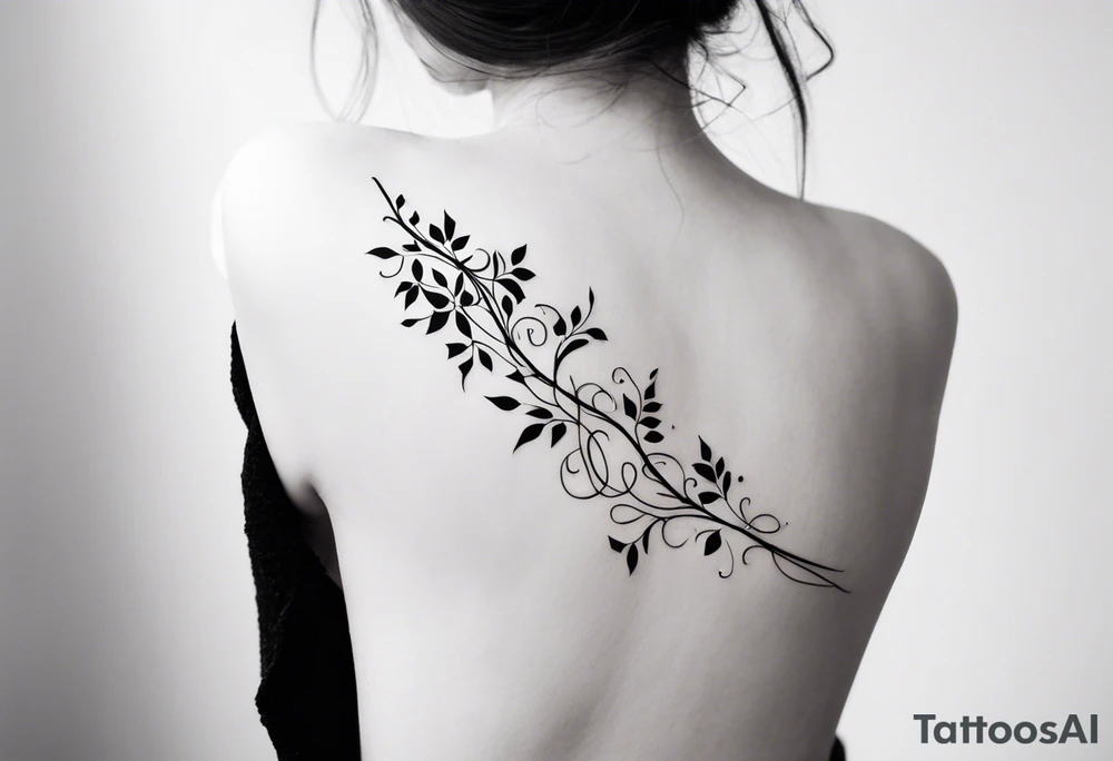 31.8742° N, 91.1366° W, with very simple ivy vines on both sides.  it will be small fine line on the back of the arm above the elbow tattoo idea