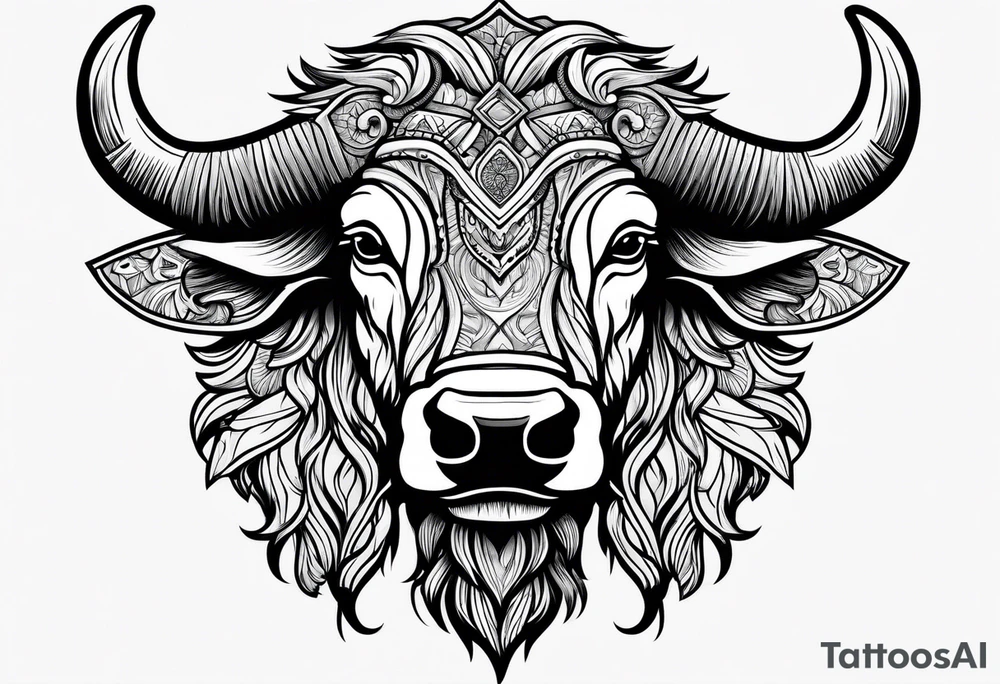 Bison head outline tattoo idea
