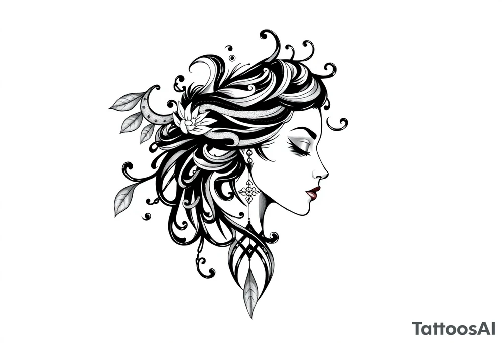 mytical shaman and mytolog style ornametn with ancient rhyme tattoo idea