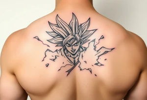 legendary dragonball z scene with energy aura and power effects tattoo idea