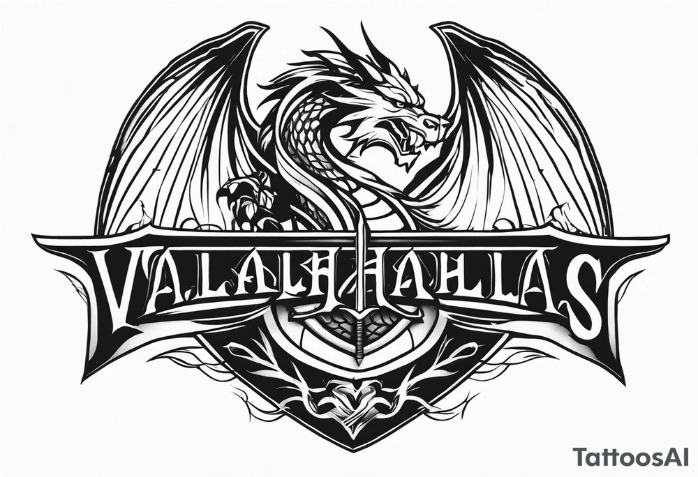 Valhalla dragon sword shield tattoo idea