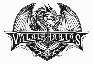 Valhalla dragon sword shield tattoo idea