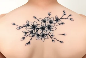 delicate cherry blossoms swirling in spring breeze with petals tattoo idea