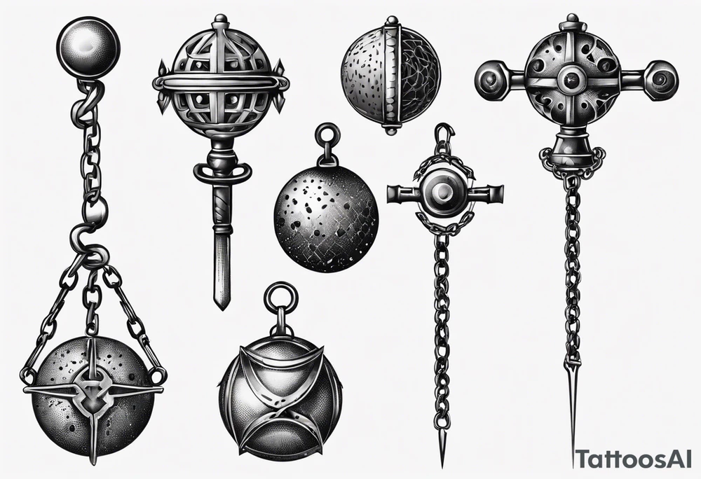 ball mace on a chain tattoo idea
