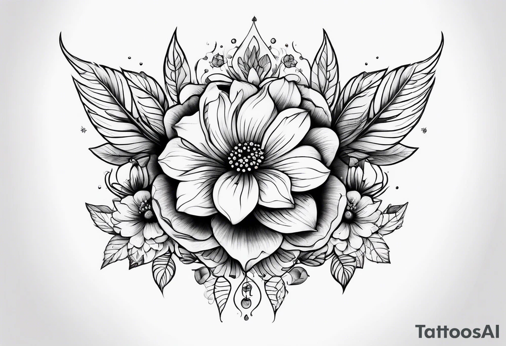 Tiny florals on shoulders tattoo idea