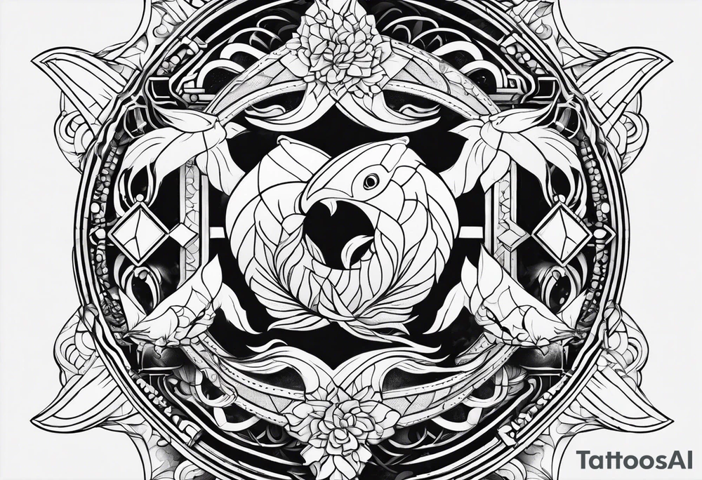 Pisces symbols in a line tattoo idea