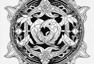 Pisces symbols in a line tattoo idea