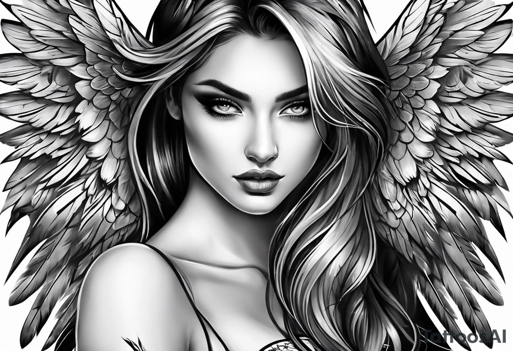Full back tattoo wings drawing tattoo idea