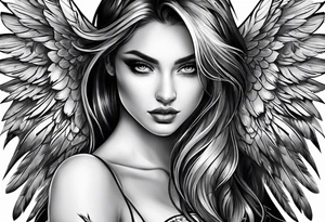 Full back tattoo wings drawing tattoo idea