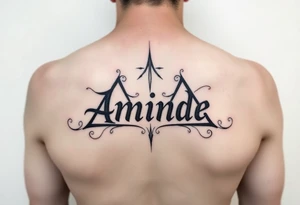 Amanda name with Harry Potter deathly hallows on ribs tattoo idea