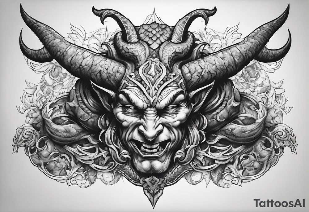 Satan laying down on his back tattoo idea