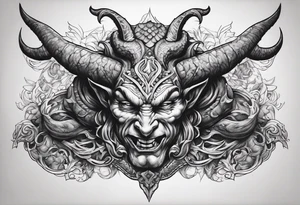 Satan laying down on his back tattoo idea