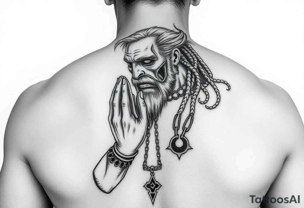 Exhausted praying warrior tattoo idea