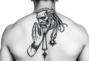 Exhausted praying warrior tattoo idea